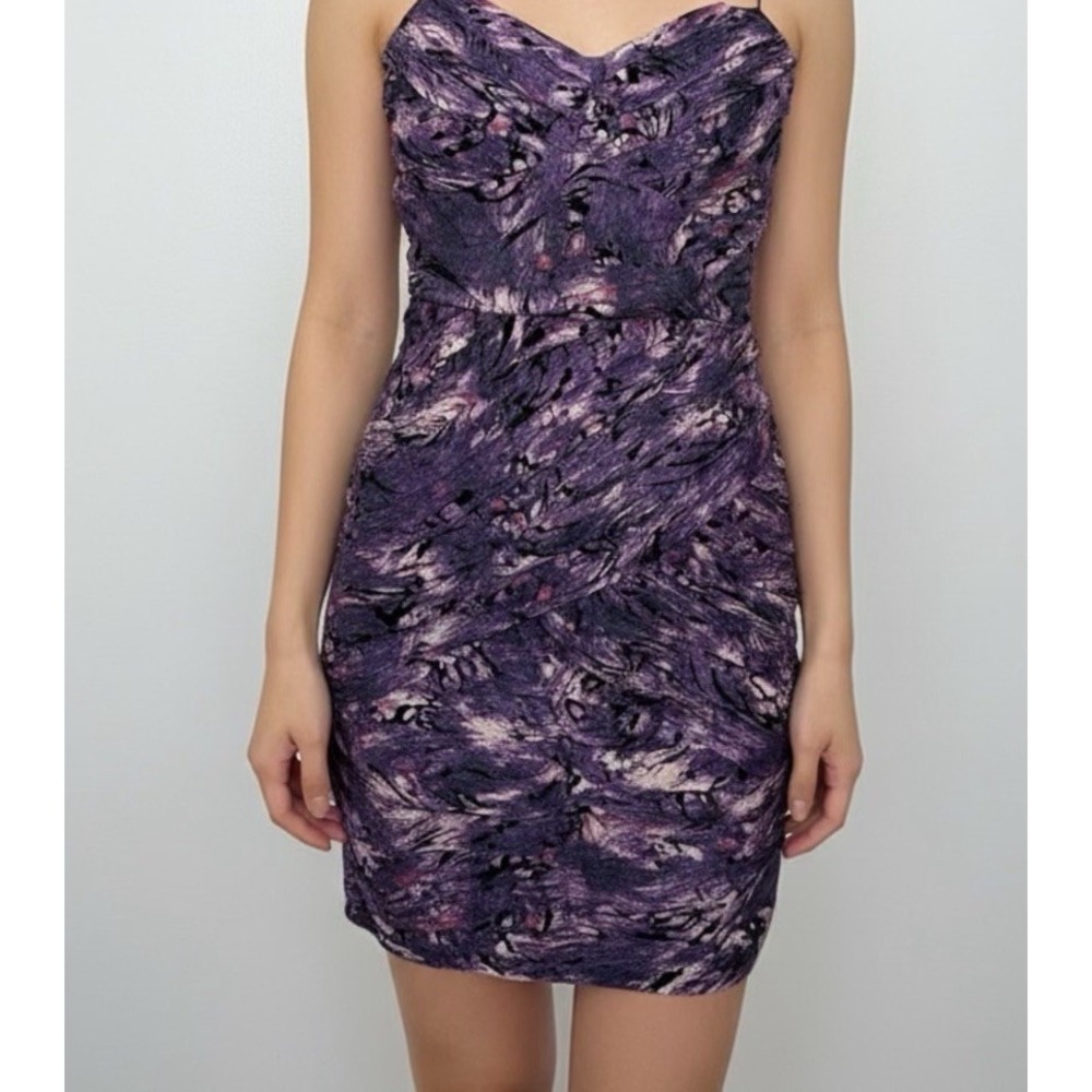 (….2)Guess Size M Olivia Sweetheart Strapless Purple Plum‎ Multi Dress Mini